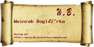 Weinreb Boglárka névjegykártya